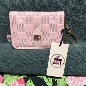 NEW Juicy Couture Blush Checkered Card Holder